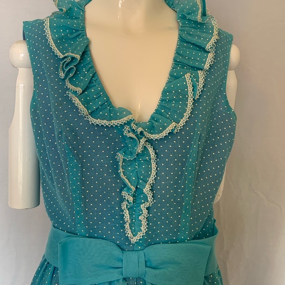 Vintage late 60s early 70s long blue dress. NWT. - Picture 2 of 16